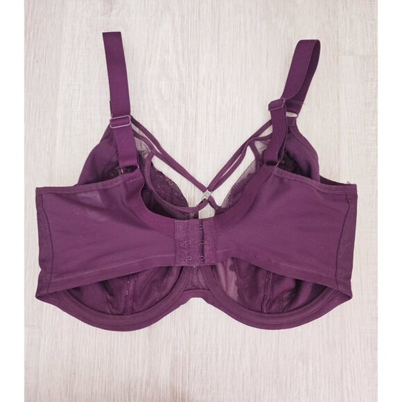 Elomi Eugenie Purple Underwire Unpadded Strappy Floral Plunge Lingerie Bra 36K - Picture 5 of 9